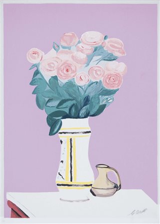 CESETTI GIUSEPPE Tuscania 1902 - Viterbo 1991 Vaso di rose litografia es....