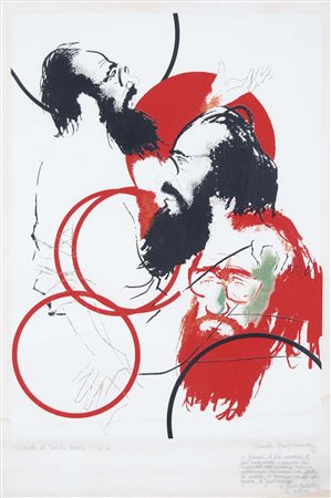 BURATTIN RINALDO Trieste 1914 Ritratto di Emilio Vedova 1974 litografia es....