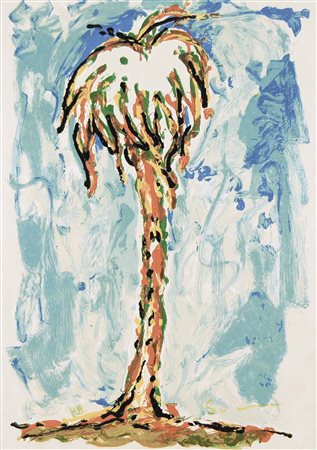 SCHIFANO MARIO Homs (Libia) 1934 - Roma 1998 Palma serigrafia su tela es....