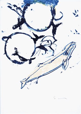 SCHIFANO MARIO Homs (Libia) 1934 - Roma 1998 Balena serigrafia 70x50 cm firma...