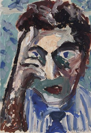 CELIBERTI GIORGIO Udine 1929 Ritratto 1946 olio su cartoncino 34,5x24,5 cm...