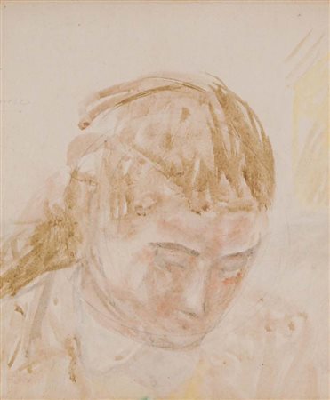 SEMEGHINI PIO Quistello 1879 - Verona 1964 Testa di fanciulla tempera su...