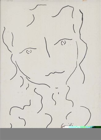 GUIDI VIRGILIO Roma 1892 - Venezia 1984 Volto pennarello su carta riportata...