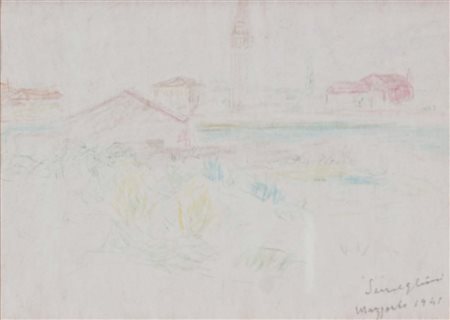 SEMEGHINI PIO Quistello 1879 - Verona 1964 Mazzorbo 1941 disegno a pastelli...