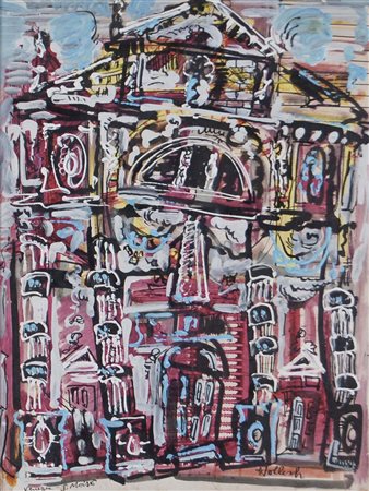 HOLLESCH CARLO Pola 1926 - Venezia 1977 Chiesa di S. Moisè 1968 tecnica mista...