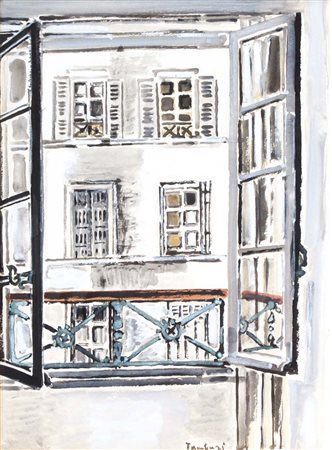 TAMBURI ORFEO Jesi 1910 - Parigi 1994 La finestra sul cortile 1976 tempera su...