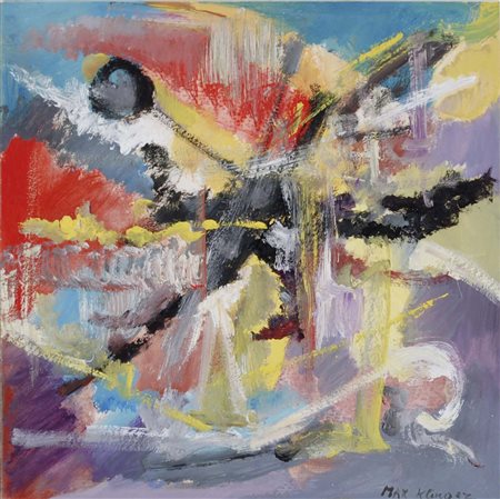 KLINGER MAX 1928 senza titolo olio su cartone riportato su tavola 29x29 cm...