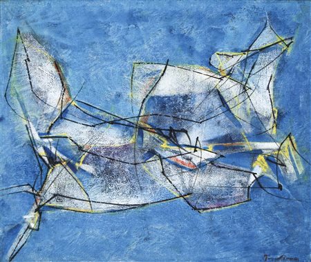 PROVINO SALVATORE Bagheria (PA) 1943 Riflessi nel mare olio su tela 46x55 cm...