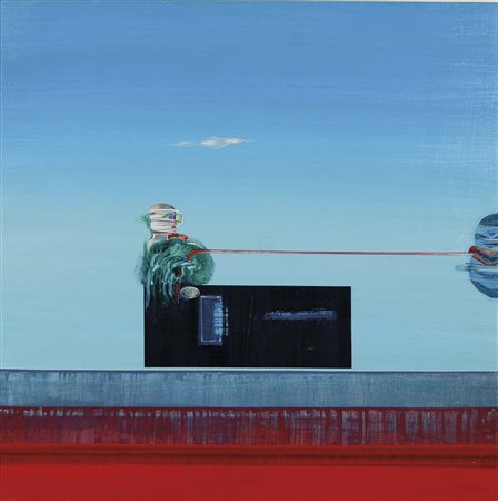 RINCICOTTI LUIGI Fano 1941 Uomo che lega i cespugli 1974 olio su tavola 60x60...