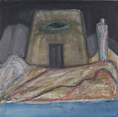 ZOTTI CARMELO Trieste 1933 - Treviso 2007 Vestale e tempietto 1999 tecnica...