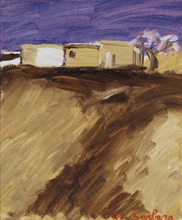 BARBARO SAVERIO Venezia 1924 Al tramonto 1986 olio su tela 55x46 cm firma e...