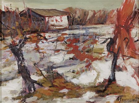 MAGNOLATO CESCO Noventa di Piave 1926 Paesaggio olio su cartone intelato...