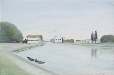 BERGAMINI ALDO Bottrighe 1903 - Venezia 1981 Paesaggio lagunare olio su tela...