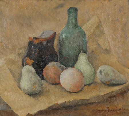 DE GRADA RAFFAELE Milano 1885 - 1957 Natura morta olio su tela 43x48 cm firma...