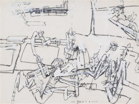 ADAMI VALERIO Bologna 1935 Indagine 1960 tecnica mista su cartoncino...