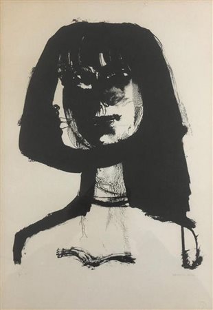 Bruno Cassinari RITRATTO FEMMINILE litografia su carta, cm 60x45; es. prova...