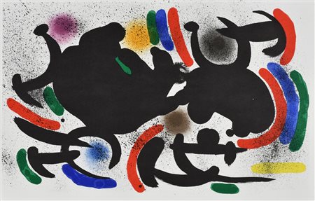 Joan Miro' SENZA TITOLO litografia su carta (d'apres), cm 34x52,2; non...