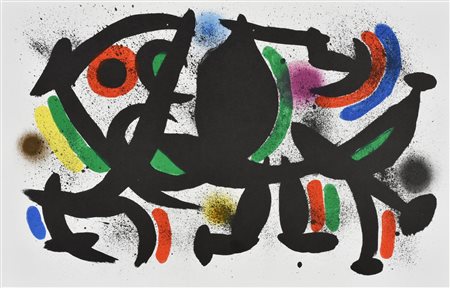 Joan Miro' SENZA TITOLO litografia su carta (d'apres), cm 34x52,2; non...