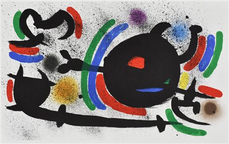 Joan Miro' SENZA TITOLO litografia su carta (d'apres), cm 34x52,2; non...