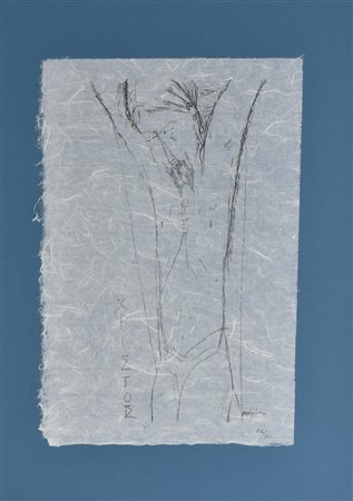 Amedeo Modigliani CROCIFISSO litografia su carta di riso (d'apres), cm 47x31;...
