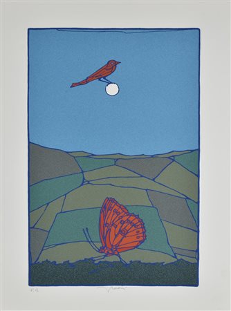 Francesco Casorati LA SERENATA litografia su carta, cm 70x50; es. prova...