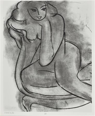 Henri Matisse NUDO SU SEGGIOLA litografia su carta (d'apres), cm 43x33,5; es....