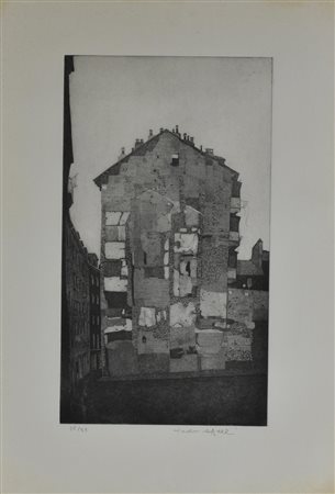 Ignoto SCENA URBANA incisione su carta, cm 70x50 (lastra cm 49x28); es. 96/99...
