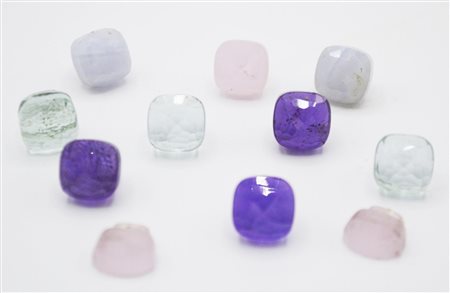 LOTTO DI DIECI PIETRE SEMI-PREZIOSE PER CT 83 CIRCA di forma quadrata, taglio...