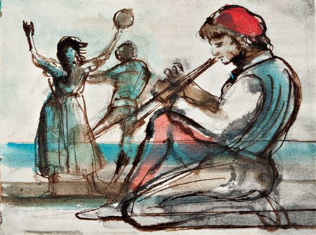 Eugene Berman (San Pietroburgo 1899 ‑ Roma 1972) “Suonatore di flauto”...