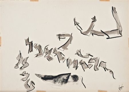 Sergio Dangelo (Milano 1932) “Senza titolo” tecnica mista su carta (cm 25x35)...