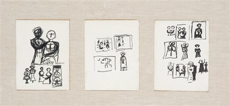 Massimo Campigli (Berlino 1895 ‑ St. Tropez 1971) “Figure” 1968 tre disegni a...
