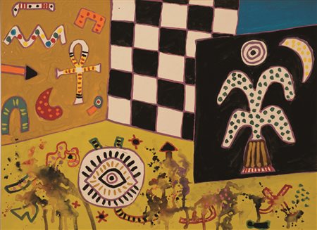 Alan Davie (Grangemouth 1920) “Walls for meditation n. 3” 1970 gouache su...