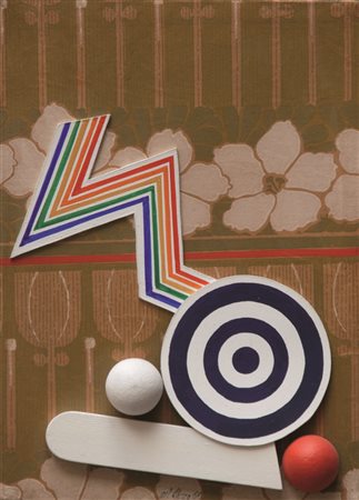 Lucio Del Pezzo (Napoli 1933) “Geometria” 1966 legno tecnica mista e collage...