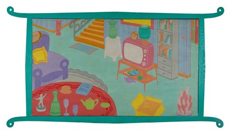 Sergio Cascavilla (Torino 1966) “Interno n°3” 1989 olio su tela e legno (cm...