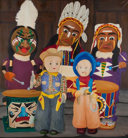 Lamberto Lamberti (Brescia 1925 - 2003) “Piccolo Far West” 1992 olio su tela...