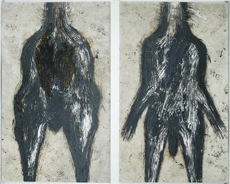 Sergio Ragalzi (Torino 1948) “Coppia” coppia di dipinti, terra e ossidi su...