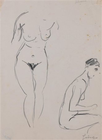 Albino Galvano NUDI FEMMINILI matita su carta, cm 28x20,5 firma sul retro:...