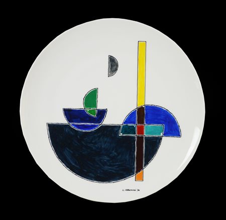 Luigi Veronesi SENZA TITOLO piatto in ceramica smaltata, diametro cm 29,5...