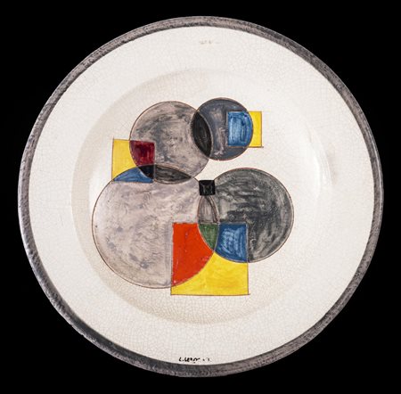 Luigi Veronesi SENZA TITOLO Piatto in ceramica smaltata, diametro cm 50...