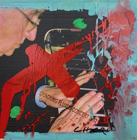 Giuseppe Chiari CRACKING FLUXUS CONCERT 2002 tecnica mista e collage su...