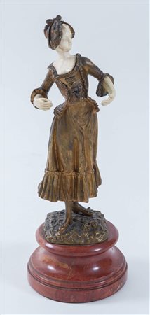 S. OMERTH. "Fanciulla", scultura in bronzo e materiale prezioso. Cm (senza...