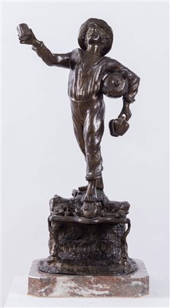 GENNARO ANASTASIO, metà del XX secolo. "Acquaiolo", scultura in bronzo. Cm...