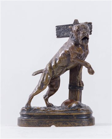 PROSPER LE COURTIER (Francia, 1855-1924) "Cane". Scultura in bronzo. Cm...