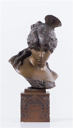 DAVIDE CALANDRA (Torino 1856 - 1915) “Carmen”. Scultura in bronzo. Cm (senza...
