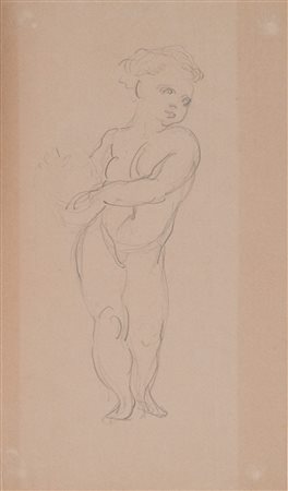 Maestro del XIX secolo. “Putto”. Disegno su carta. Cm 30,5x13,5.