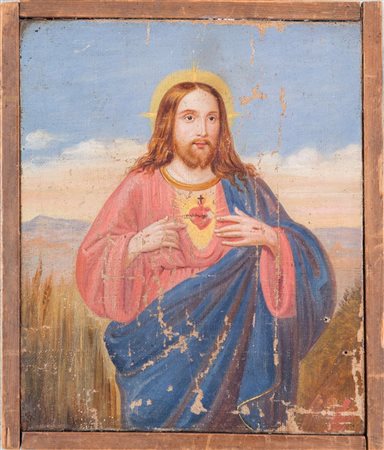 Maestro del XIX secolo. “Cristo”. Olio su tela. Cm 25,5x21,5.