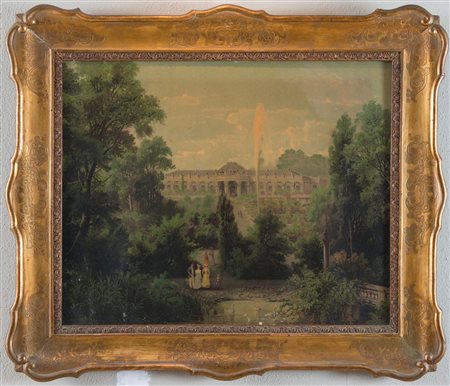 Maestro del XIX secolo. "Paesaggio". Olio su tela. Cm 45x56. Dipinto entro...