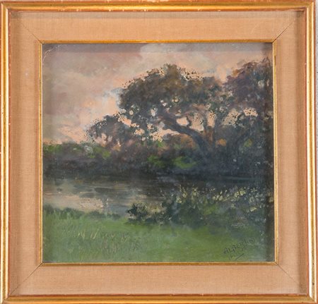 ORESTE ALBERTINI (Torre del Mangano 1887 - Besano 1953) “Paesaggio”, 1914....