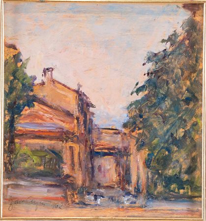 GAETANO DALL'ACQUA, XX secolo. "Via degli Angeli, Bologna", 1962. Olio su...