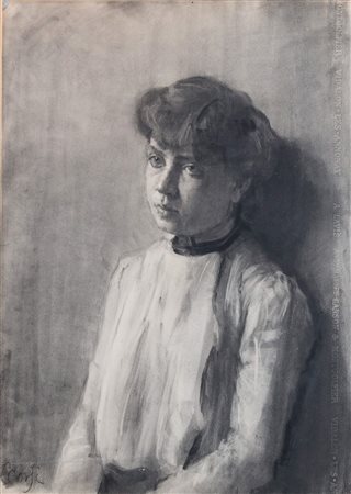 CARLO CORSI (Nizza 1879 – Bologna 1966) “Bambina”, 1905. Cm 61x44. Carboncino...